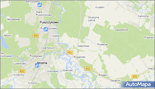 mapa Sasinowo, Sasinowo na mapie Targeo