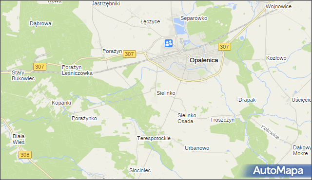 mapa Sielinko, Sielinko na mapie Targeo