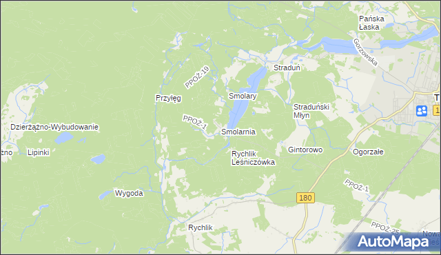 mapa Smolarnia gmina Trzcianka, Smolarnia gmina Trzcianka na mapie Targeo