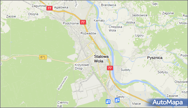 mapa Stalowa Wola, Stalowa Wola na mapie Targeo