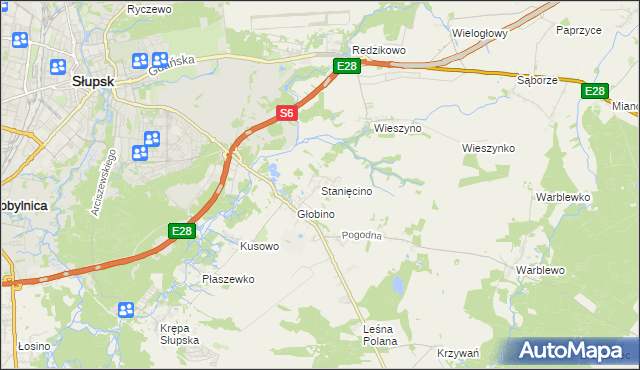mapa Stanięcino, Stanięcino na mapie Targeo