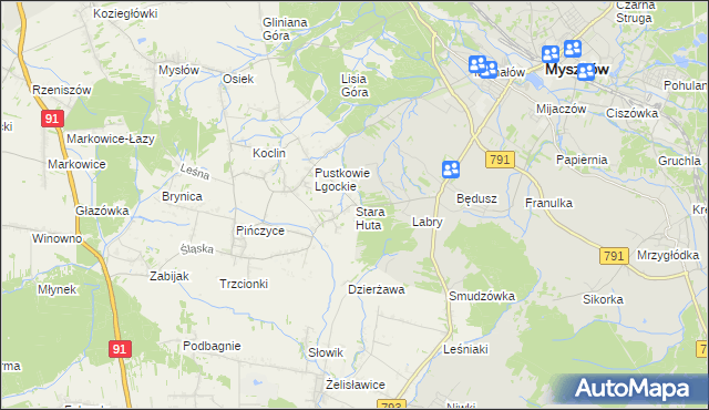 mapa Stara Huta gmina Koziegłowy, Stara Huta gmina Koziegłowy na mapie Targeo