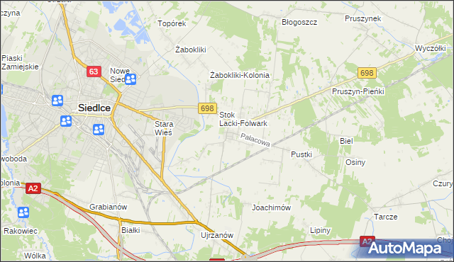 mapa Stok Lacki, Stok Lacki na mapie Targeo