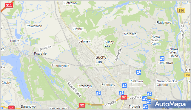 mapa Suchy Las powiat poznański, Suchy Las powiat poznański na mapie Targeo