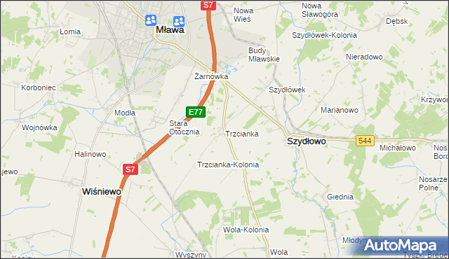 mapa Trzcianka gmina Szydłowo, Trzcianka gmina Szydłowo na mapie Targeo