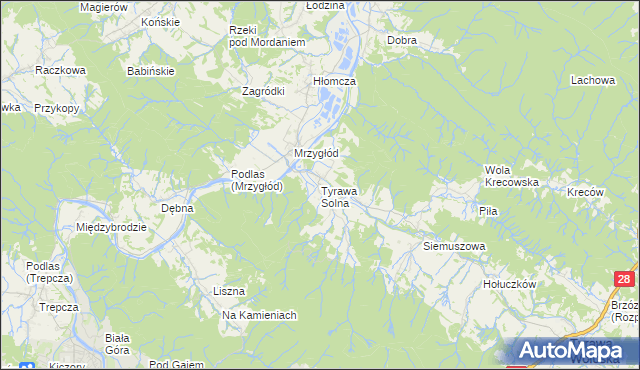 mapa Tyrawa Solna, Tyrawa Solna na mapie Targeo