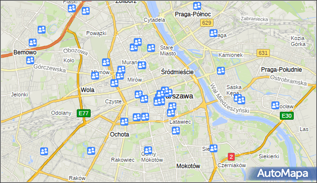mapa Warszawy, Warszawa na mapie Targeo