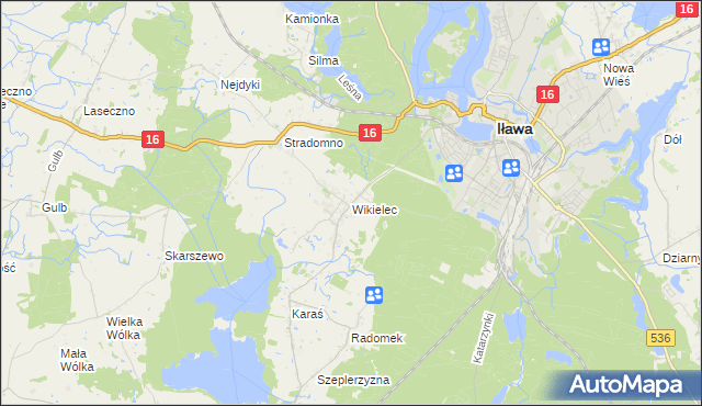 mapa Wikielec gmina Iława, Wikielec gmina Iława na mapie Targeo