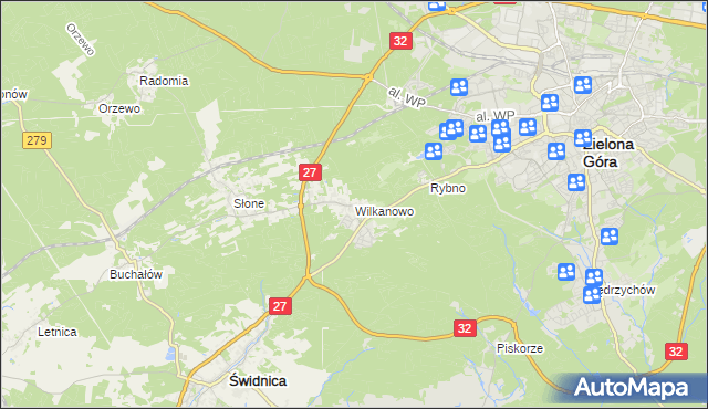 mapa Wilkanowo gmina Świdnica, Wilkanowo gmina Świdnica na mapie Targeo