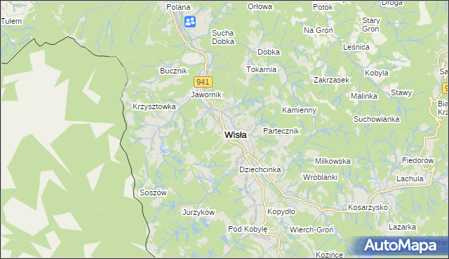 mapa Wisła, Wisła na mapie Targeo