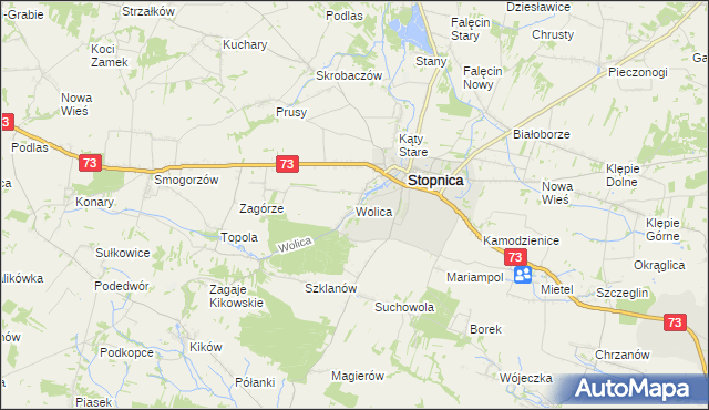 mapa Wolica gmina Stopnica, Wolica gmina Stopnica na mapie Targeo