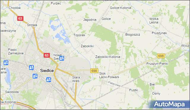 mapa Żabokliki-Kolonia, Żabokliki-Kolonia na mapie Targeo