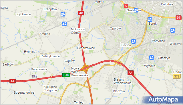 mapa Zabrodzie gmina Kąty Wrocławskie, Zabrodzie gmina Kąty Wrocławskie na mapie Targeo