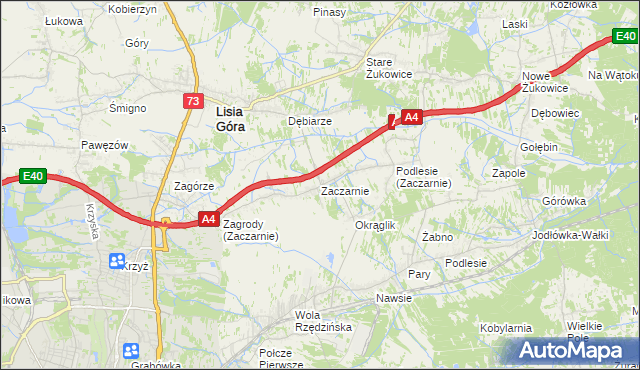 mapa Zaczarnie, Zaczarnie na mapie Targeo