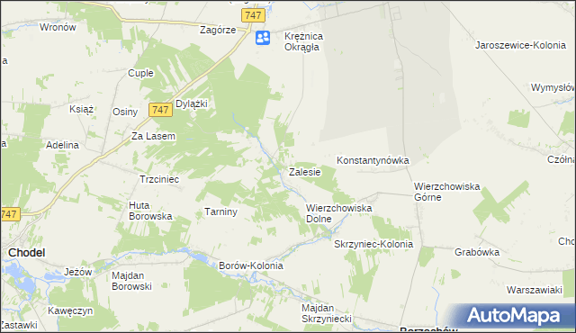 mapa Zalesie gmina Bełżyce, Zalesie gmina Bełżyce na mapie Targeo