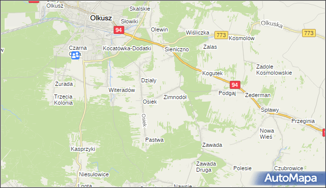 mapa Zimnodół, Zimnodół na mapie Targeo