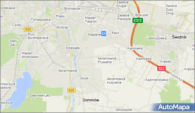 mapa Abramowice Prywatne, Abramowice Prywatne na mapie Targeo