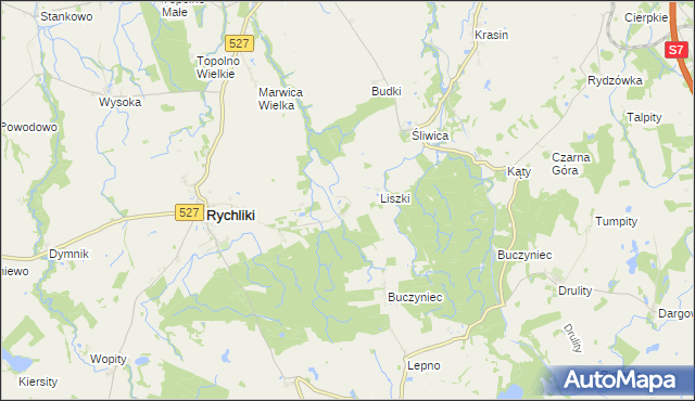 mapa Barzyna gmina Rychliki, Barzyna gmina Rychliki na mapie Targeo