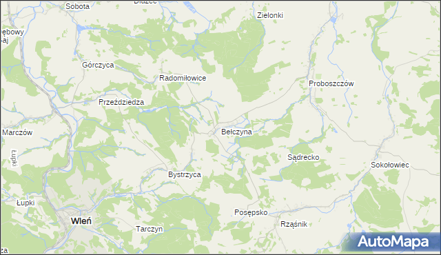 mapa Bełczyna, Bełczyna na mapie Targeo