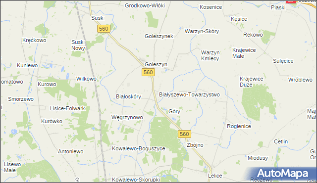 mapa Białyszewo-Towarzystwo, Białyszewo-Towarzystwo na mapie Targeo