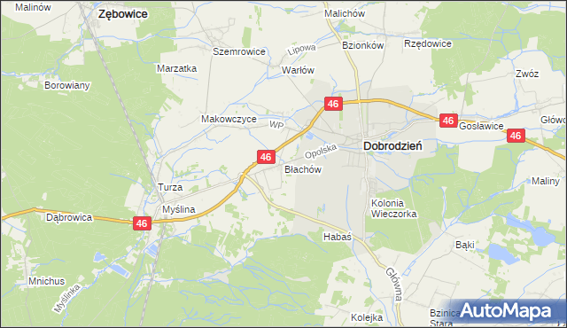 mapa Błachów, Błachów na mapie Targeo