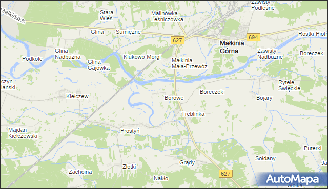 mapa Borowe gmina Małkinia Górna, Borowe gmina Małkinia Górna na mapie Targeo
