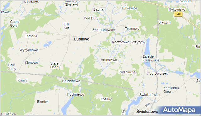 mapa Brukniewo, Brukniewo na mapie Targeo