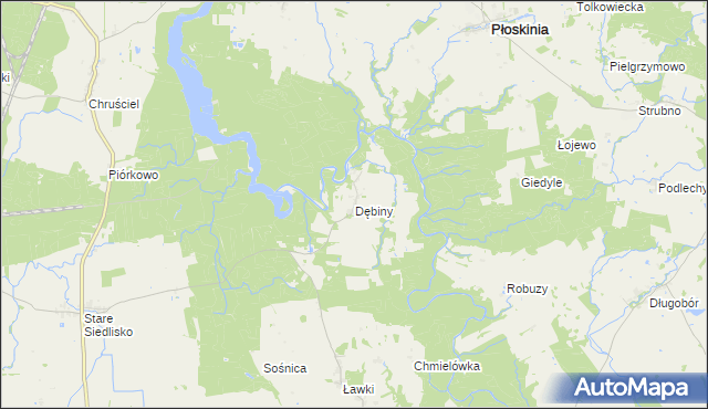 mapa Dębiny gmina Wilczęta, Dębiny gmina Wilczęta na mapie Targeo