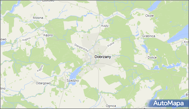 mapa Dobrzany powiat stargardzki, Dobrzany powiat stargardzki na mapie Targeo