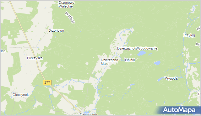mapa Dzierżążno Małe, Dzierżążno Małe na mapie Targeo