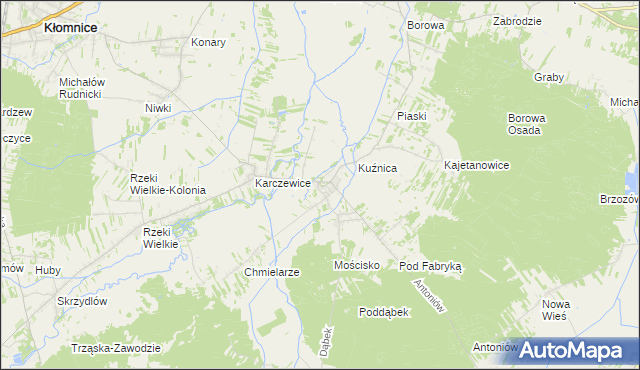 mapa Garnek gmina Kłomnice, Garnek gmina Kłomnice na mapie Targeo