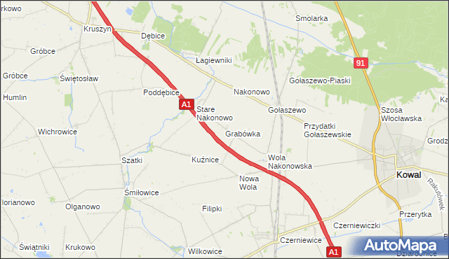 mapa Grabówka gmina Choceń, Grabówka gmina Choceń na mapie Targeo