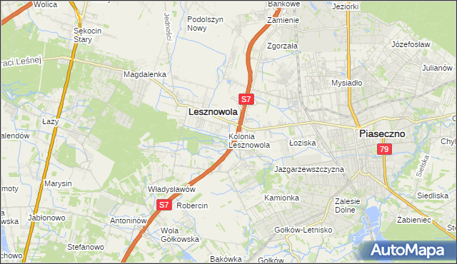 mapa Kolonia Lesznowola, Kolonia Lesznowola na mapie Targeo