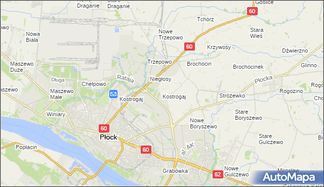mapa Kostrogaj, Kostrogaj na mapie Targeo