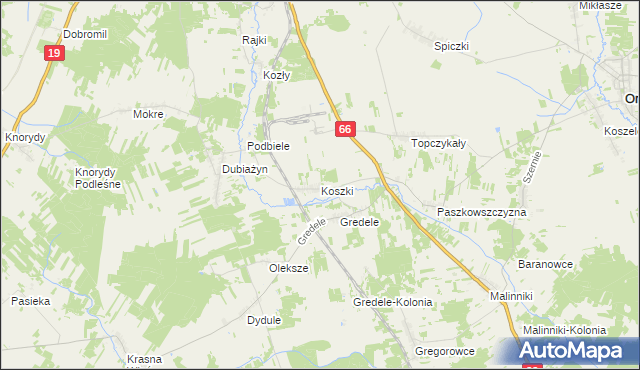 mapa Koszki, Koszki na mapie Targeo