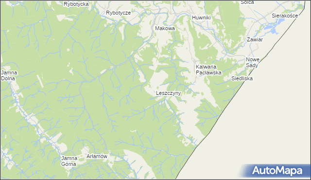 mapa Leszczyny gmina Fredropol, Leszczyny gmina Fredropol na mapie Targeo