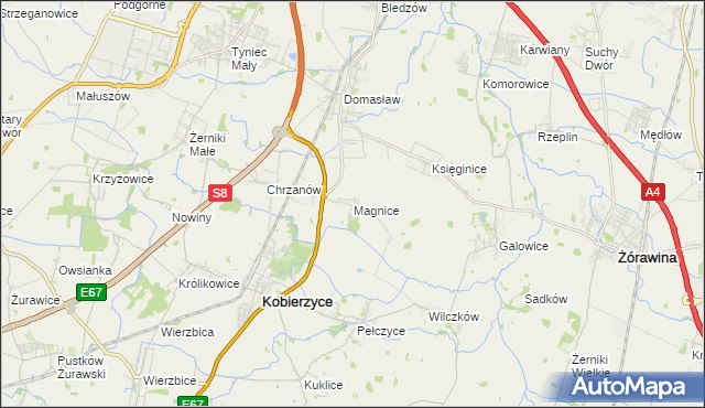 mapa Magnice, Magnice na mapie Targeo
