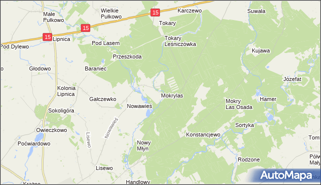 mapa Mokry Las gmina Golub-Dobrzyń, Mokry Las gmina Golub-Dobrzyń na mapie Targeo