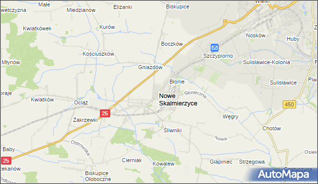 mapa Nowe Skalmierzyce, Nowe Skalmierzyce na mapie Targeo