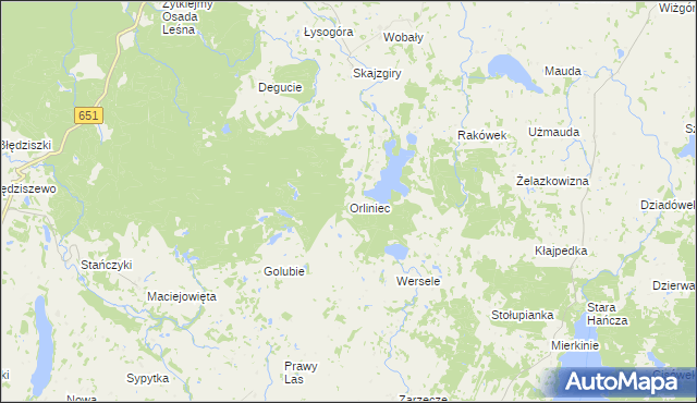 mapa Orliniec gmina Dubeninki, Orliniec gmina Dubeninki na mapie Targeo