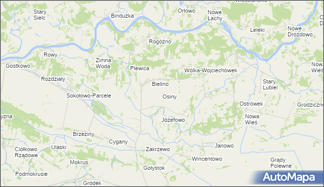 mapa Osiny gmina Rząśnik, Osiny gmina Rząśnik na mapie Targeo