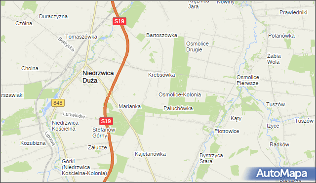 mapa Osmolice-Kolonia, Osmolice-Kolonia na mapie Targeo
