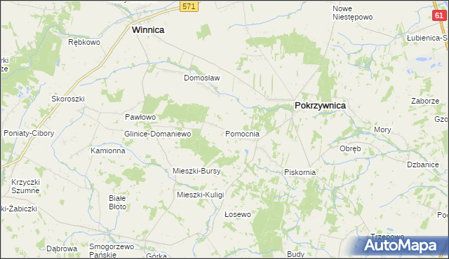 mapa Pomocnia gmina Pokrzywnica, Pomocnia gmina Pokrzywnica na mapie Targeo