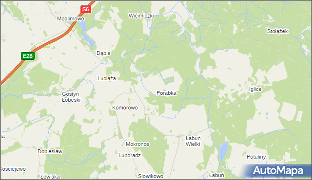 mapa Porąbka gmina Resko, Porąbka gmina Resko na mapie Targeo