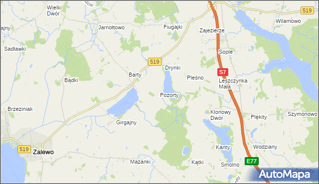 mapa Pozorty, Pozorty na mapie Targeo