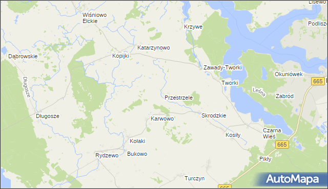 mapa Przestrzele gmina Rajgród, Przestrzele gmina Rajgród na mapie Targeo