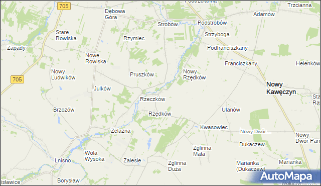 mapa Stary Rzędków, Stary Rzędków na mapie Targeo