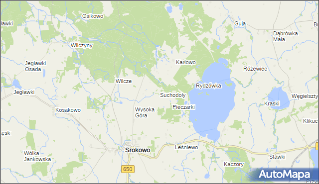 mapa Suchodoły gmina Srokowo, Suchodoły gmina Srokowo na mapie Targeo