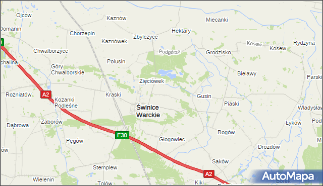 mapa Świnice Warckie-Kolonia, Świnice Warckie-Kolonia na mapie Targeo