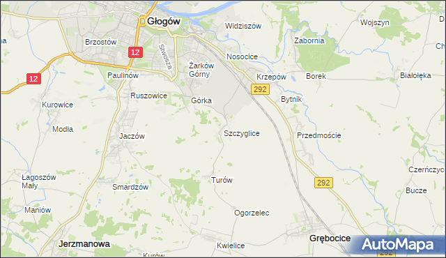 mapa Szczyglice gmina Głogów, Szczyglice gmina Głogów na mapie Targeo